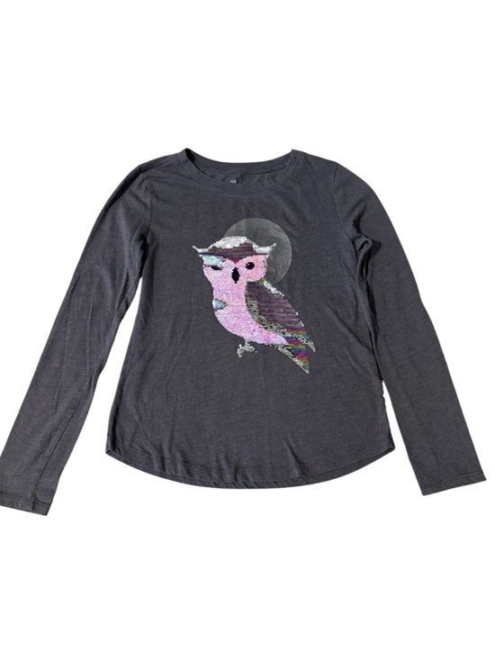 GAP Other - Gap Kids Girls XL 12/14 Gray Flip Sequin Owl Long Sleeve Tee